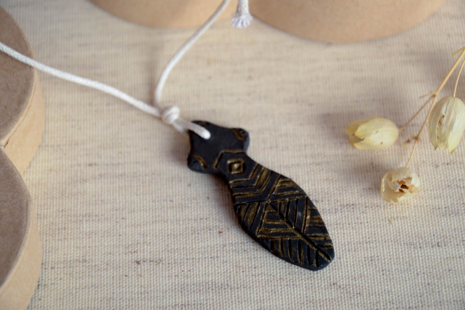 Handmade pendant clay pendant designer accessory unusual gift for girl photo 1