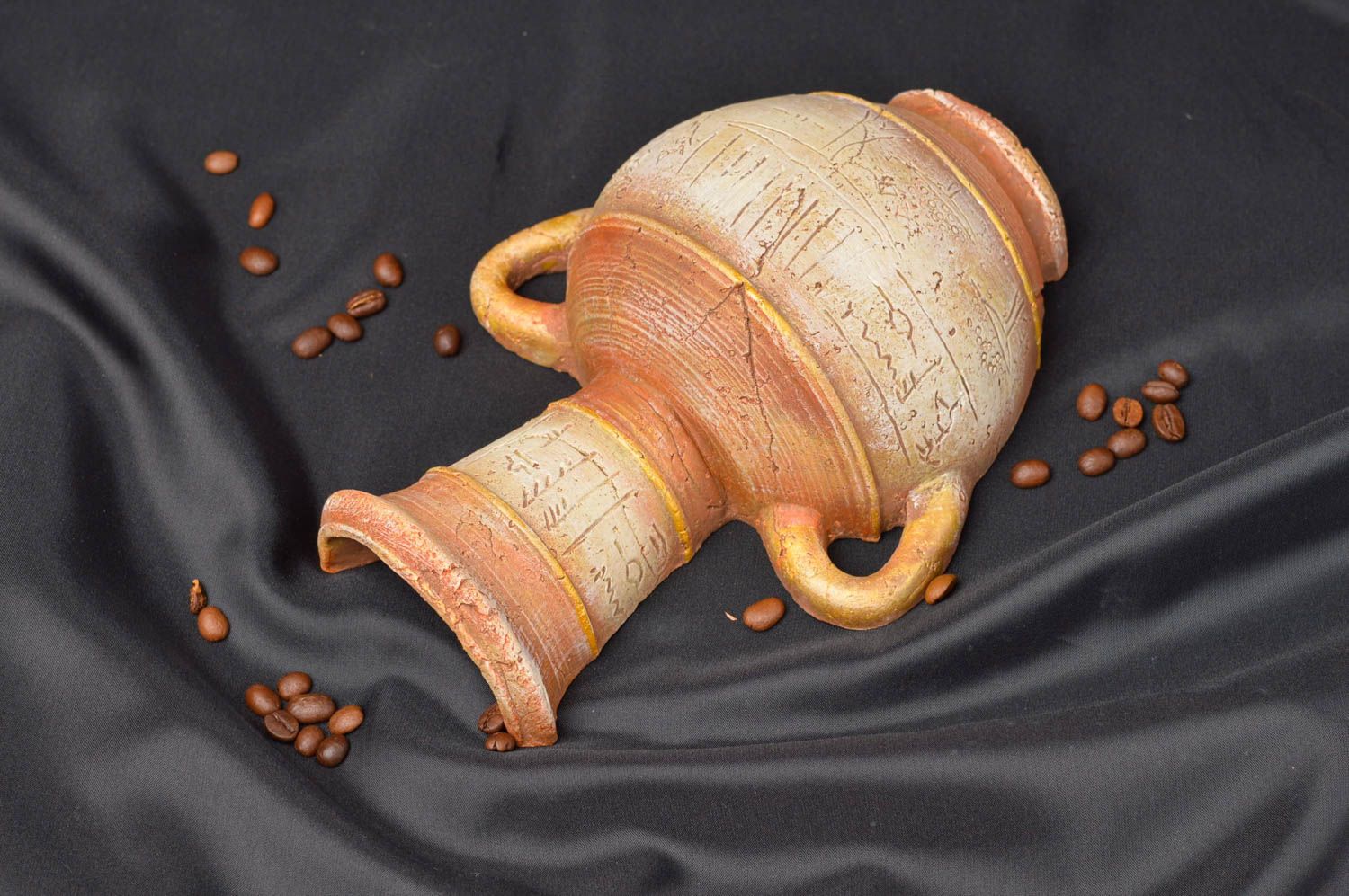 Глиняное панно в виде вазы ручной работы оригинальное красивое авторское фото 6