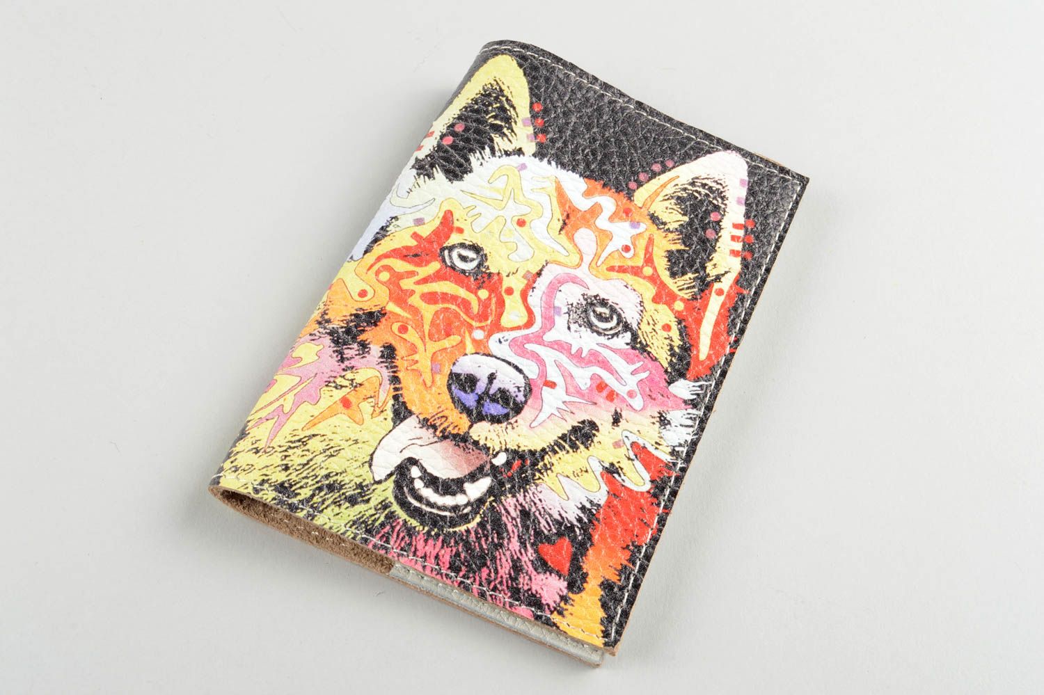 Handmade Ausweis Schutzhülle Leder Accessoire Reisepass Schutzhülle Hund foto 4