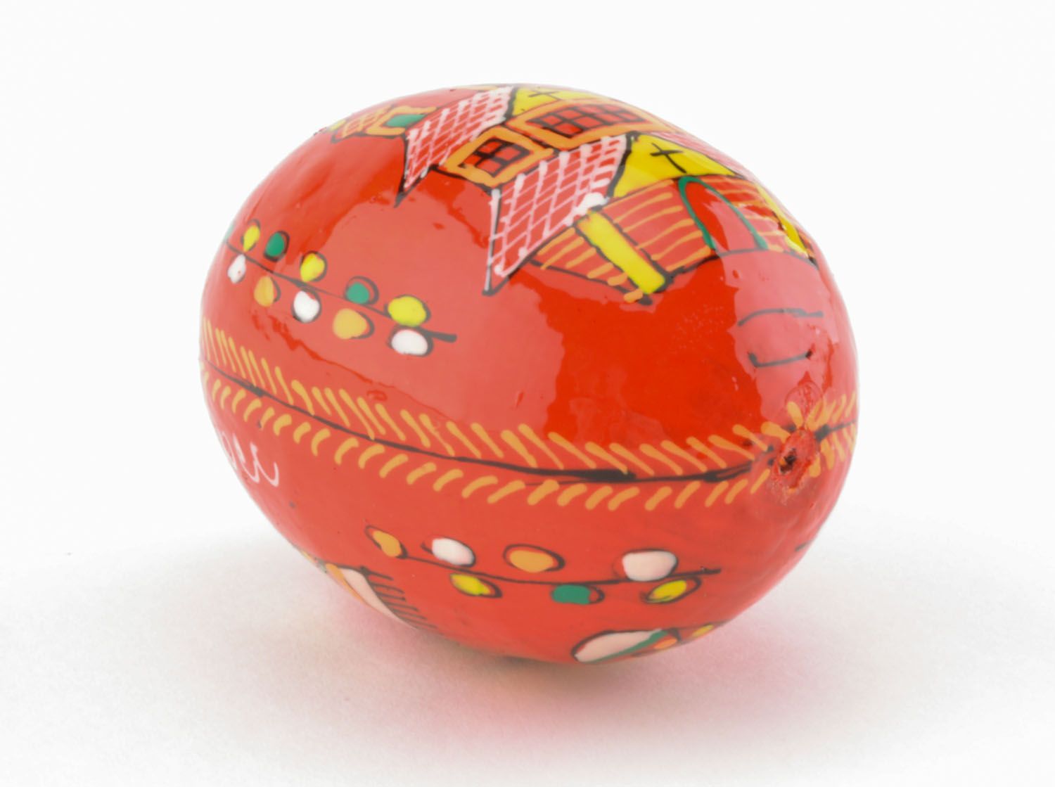 Huevo de Pascua de madera rojo foto 4