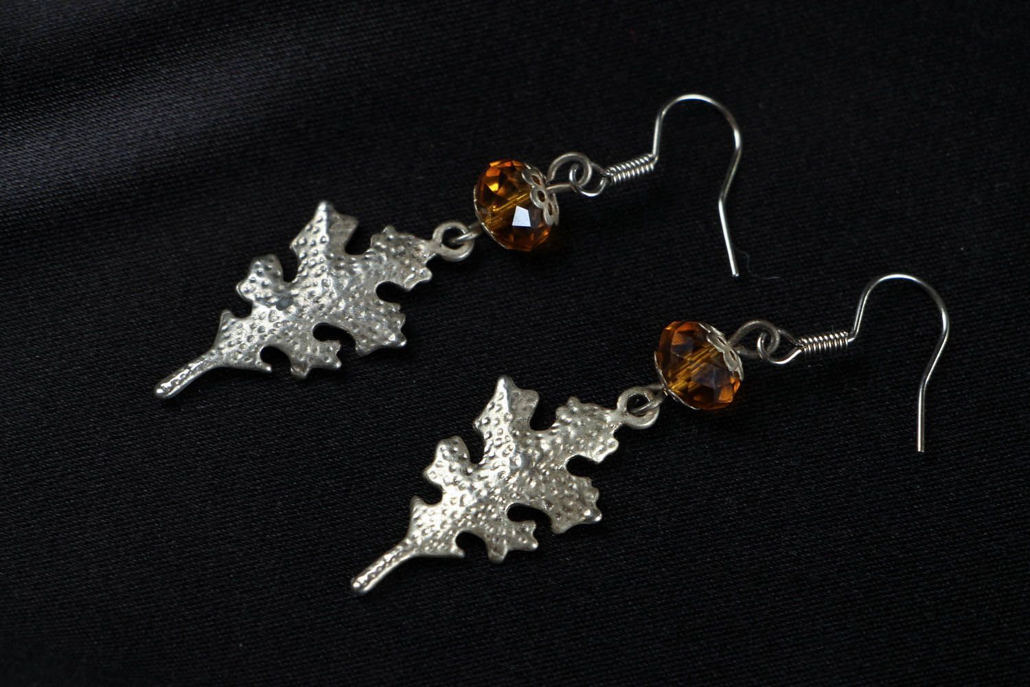 Metal earrings Leaves photo 1
