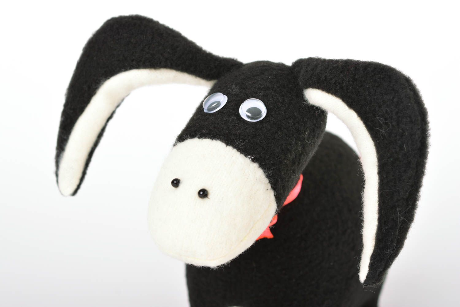 Peluche âne Jouet fait main petit noir-blanc joli en tissus Cadeau pour enfant photo 2