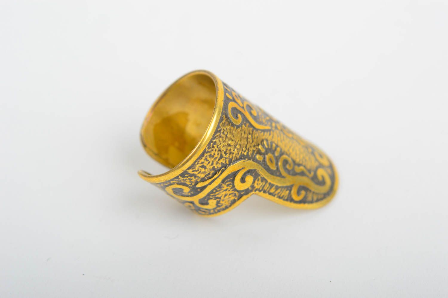 Handmade designer brass ring unusual feminine ring massive designer ring photo 4