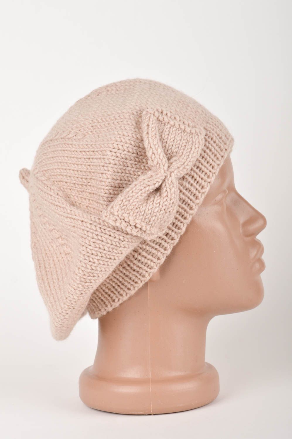 Handmade crocheted beret warm unusual cap crocheted headwear for women photo 3
