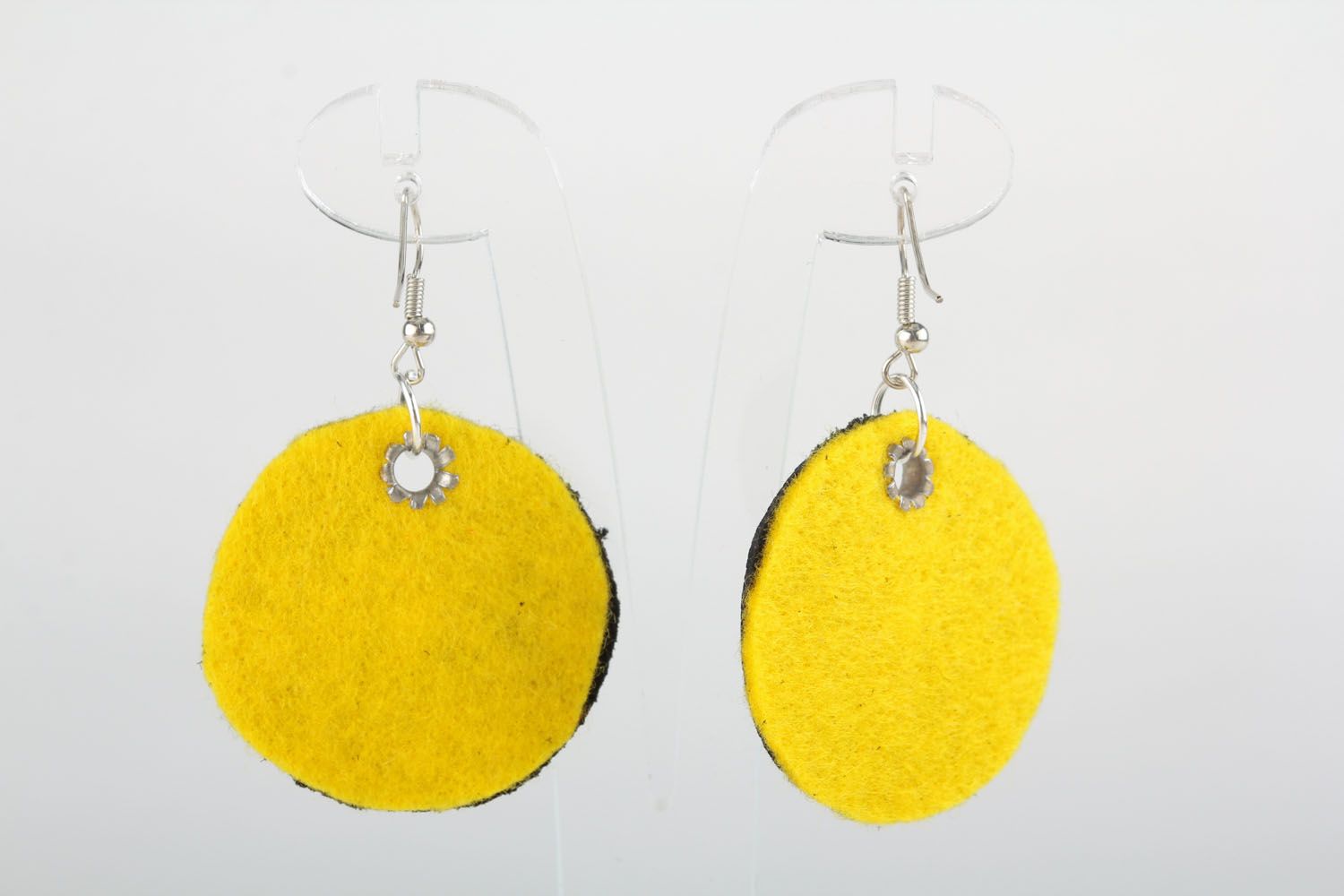 Women's earrings made of leather and felt photo 3