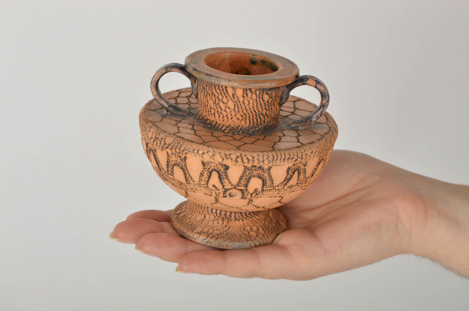 4 inches Roman-style amphora vase handmade home décor 0,6 lb photo 5