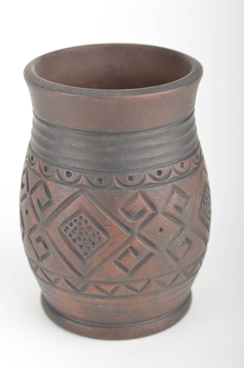 Vaso de arcilla artesanal bonito con ornamento cerámica lechera 250 ml foto 2