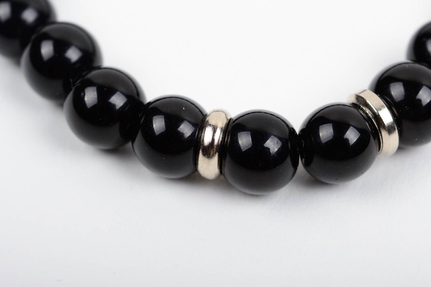 Bracelet en pierres naturelles fait main noir design élégant cadeau pour femme photo 5