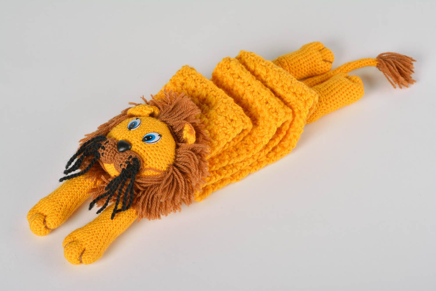 Шарф крючком шарф ручной работы детский шарф желтый яркий оригинальный фото 1