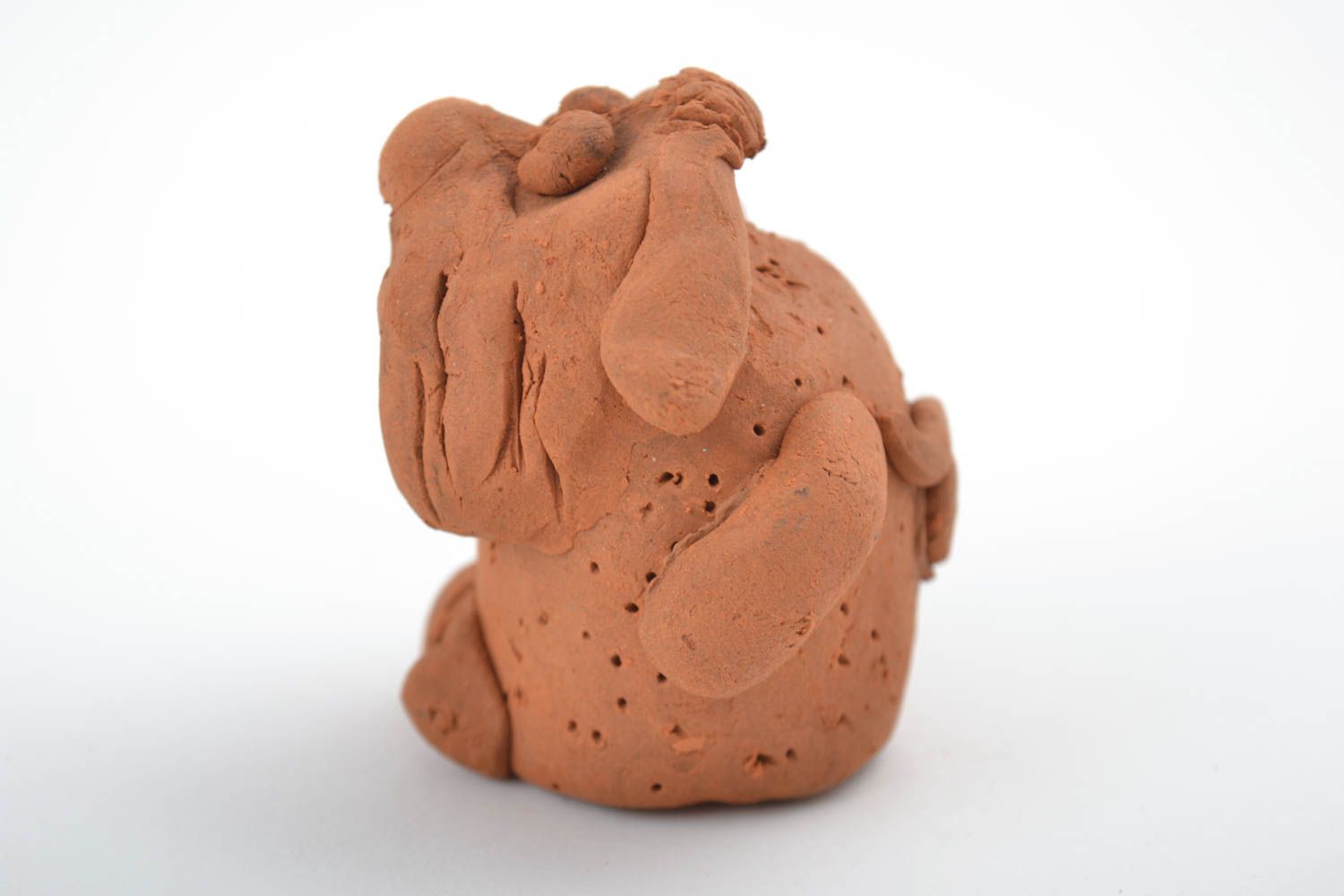 Handmade Dekofigur Hund Keramik Deko Figur aus Ton wunderschön braun foto 4