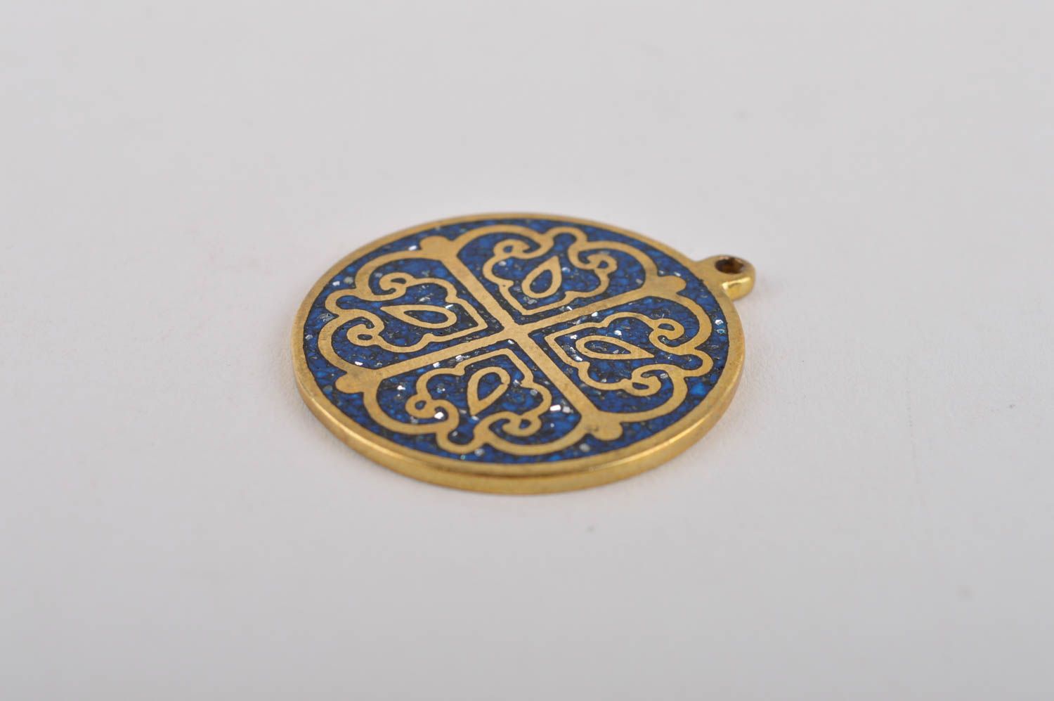 Modern pendant with natural stones handmade brass pendant metal bijouterie photo 3