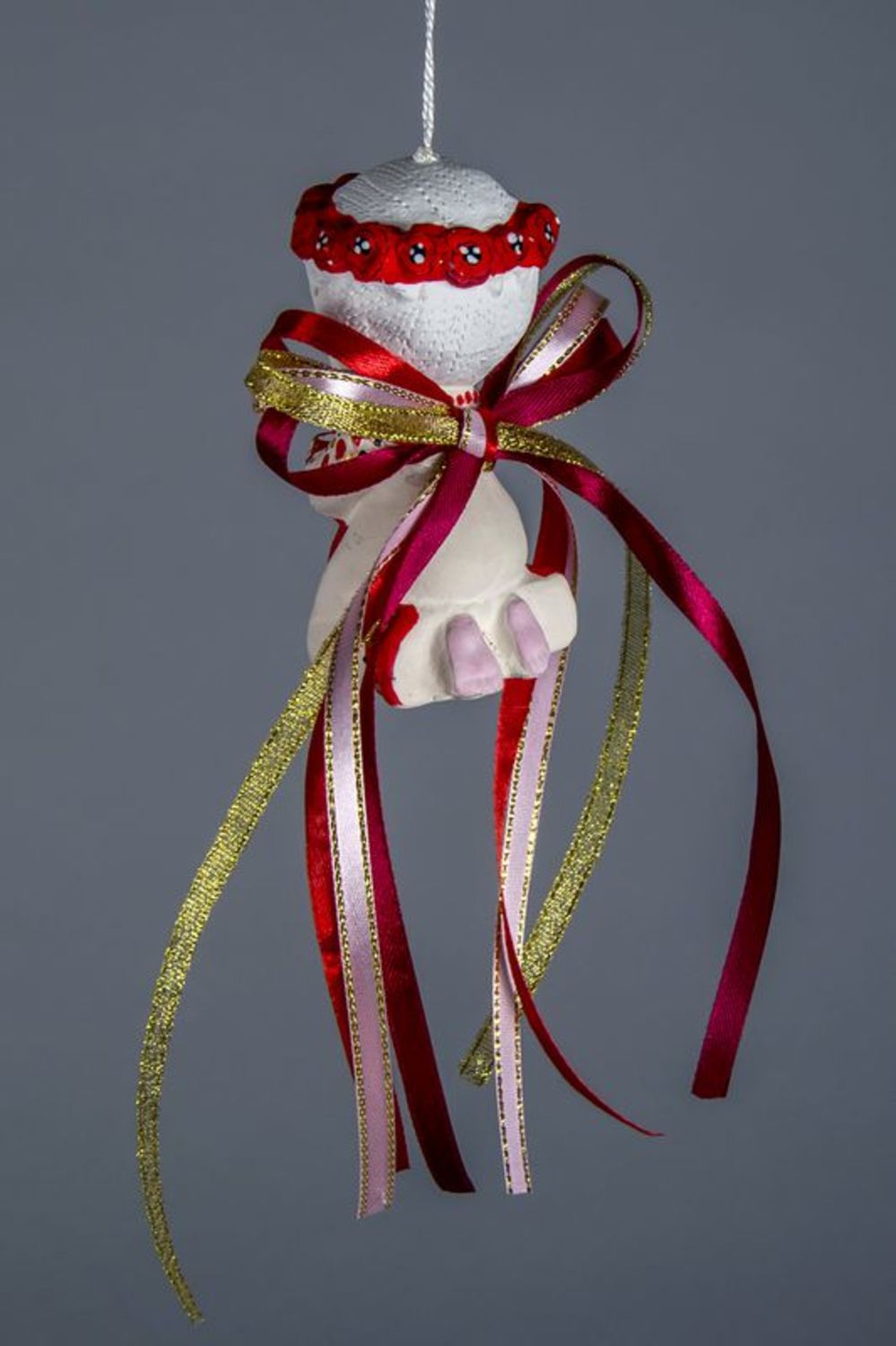 Clochette à vent en argile Petit St. Valentin faite main photo 4