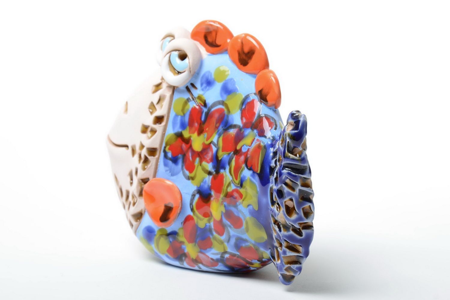 Colorful handmade semi porcelain money box unusual beautiful Fish photo 5