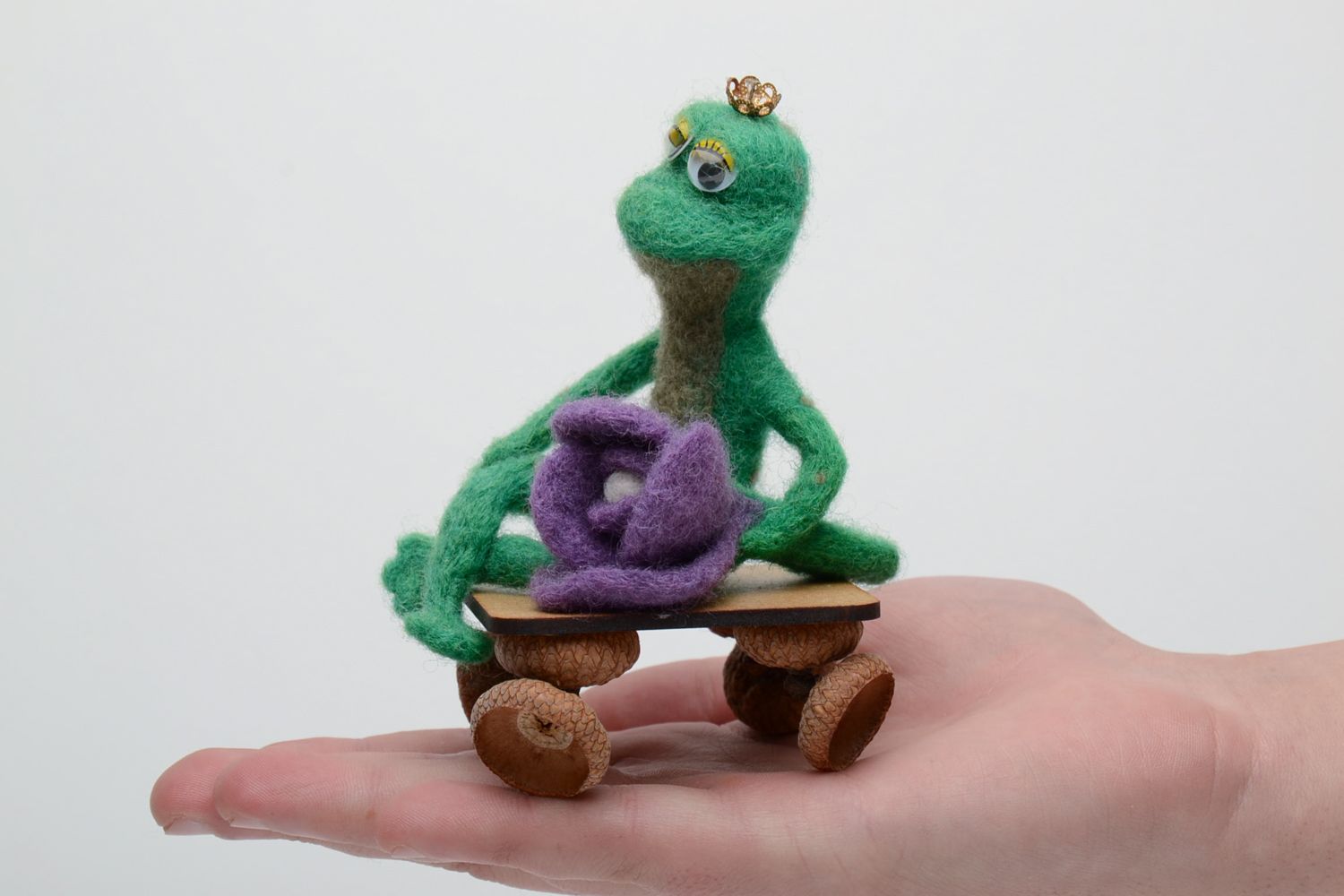 Handmade felted wool toy Frog photo 5