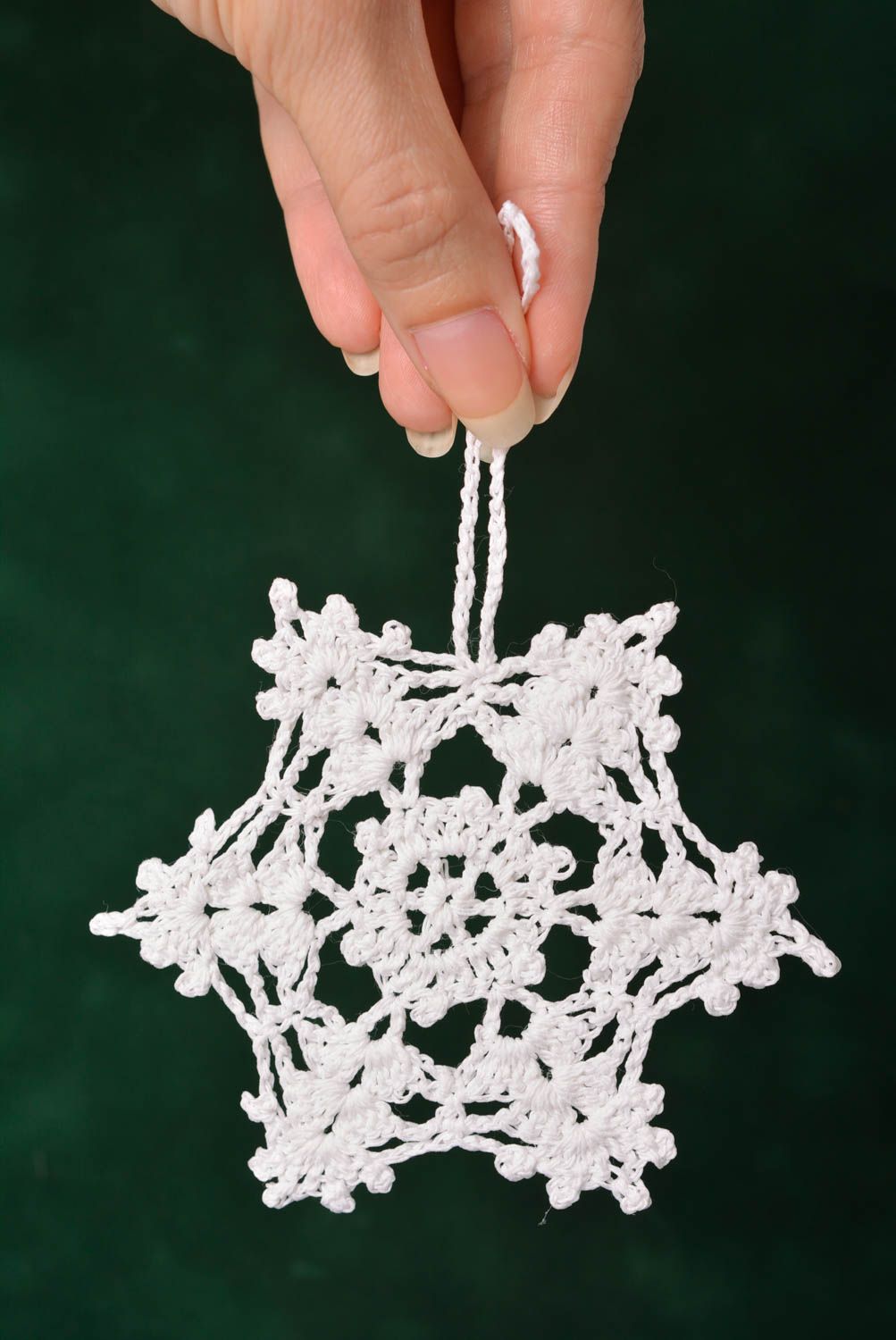 Новогодняя игрушка ручной работы подвеска снежинка новогоднее украшение фото 3