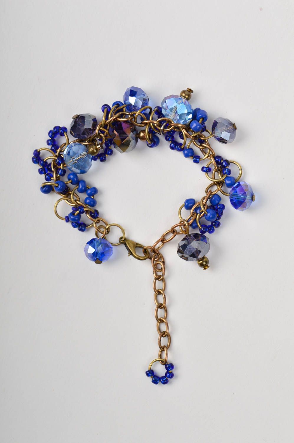 Bracelet bleu Bijou fait main chaîne avec breloques Accessoire femme original photo 5
