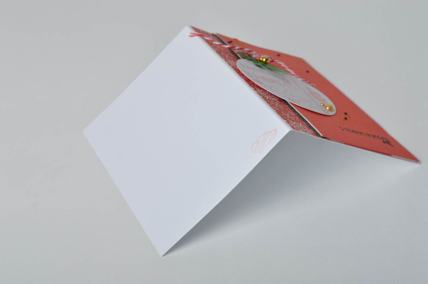 Carte de voeux Nouvel An faite main rouge en carton scrapbooking Cadeau insolite photo 5