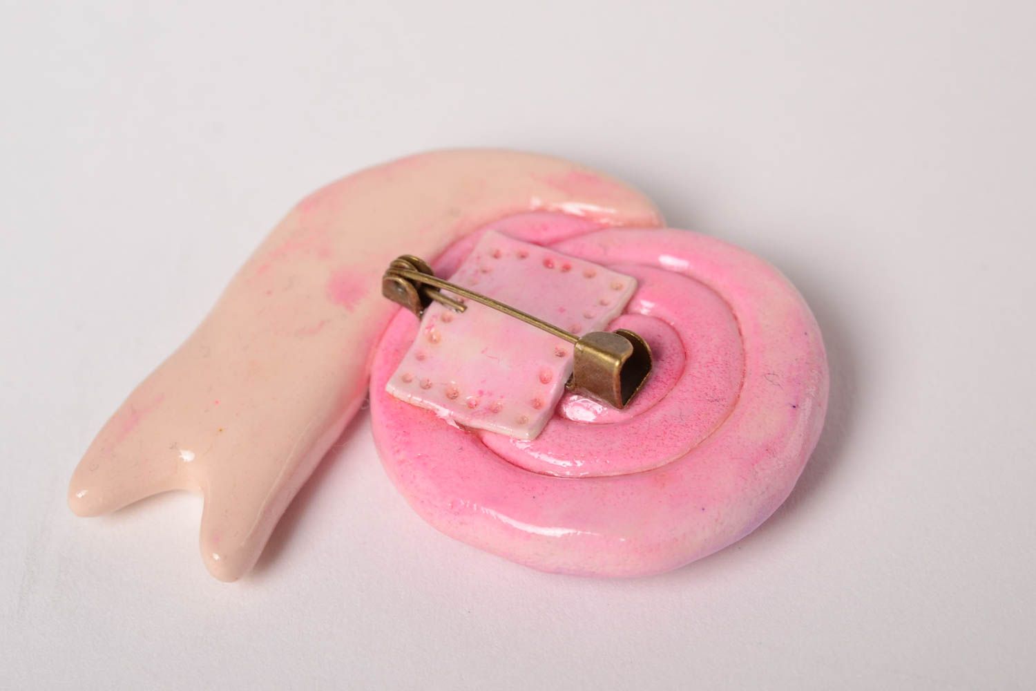 Women brooch handmade jewelry polymer clay brooch snail pink brooch cute brooch  photo 5