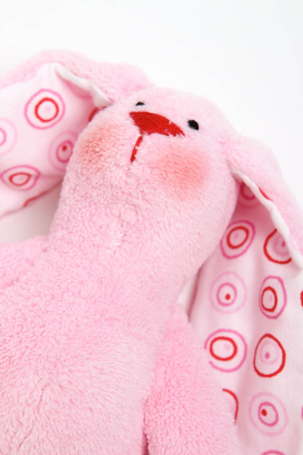 Handmade rosa Kuscheltier HaseStoff Spielzeug aus Trikotage Geschenk für Kinder foto 2