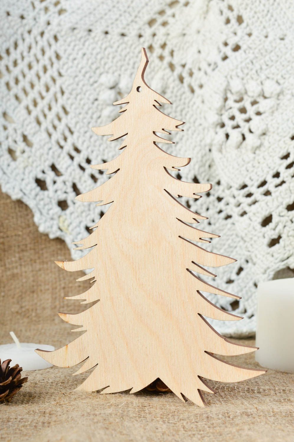 Unusual handmade wooden blank Christmas decor ideas art materials small gifts photo 1