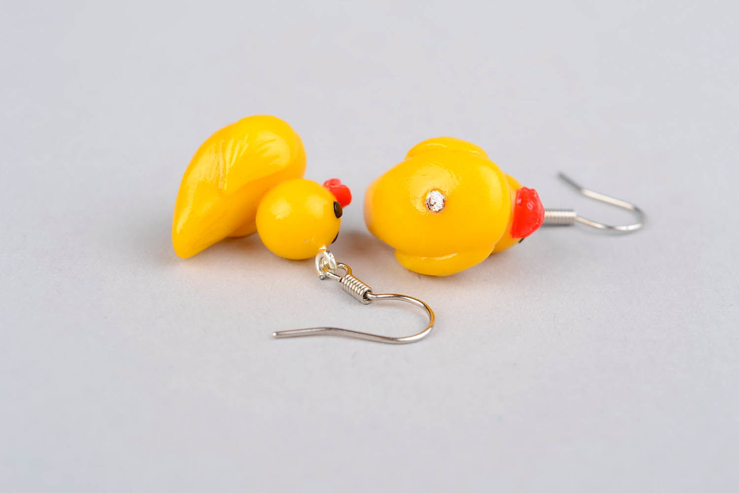 Earrings made ​​of polymer clay Ducks photo 5