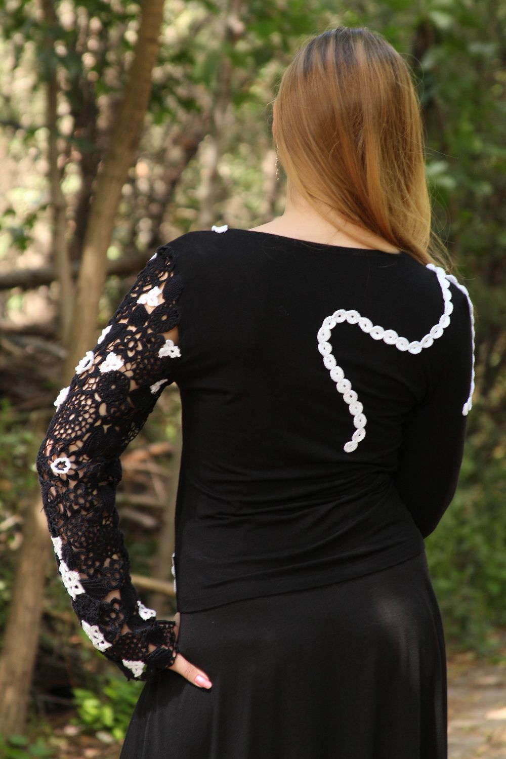 Ensemble de vêtements tricotés: jupe et pull Lotus noir photo 4