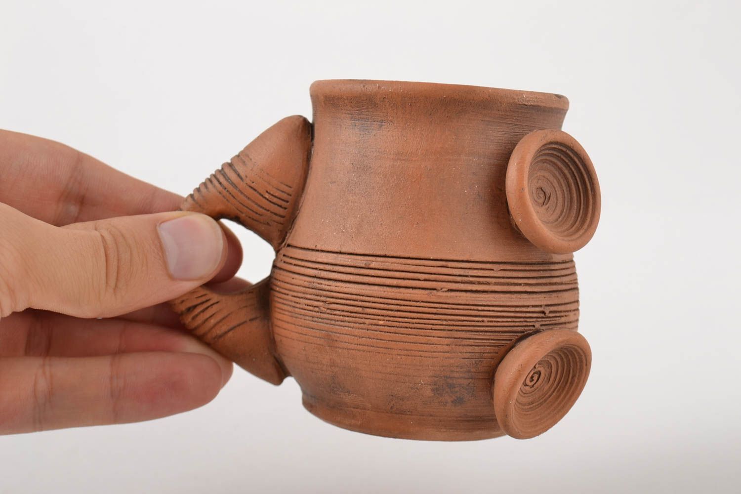 Handmade Tasse aus Ton handgemachte Keramik Tee Geschirr 150 ml originell foto 2