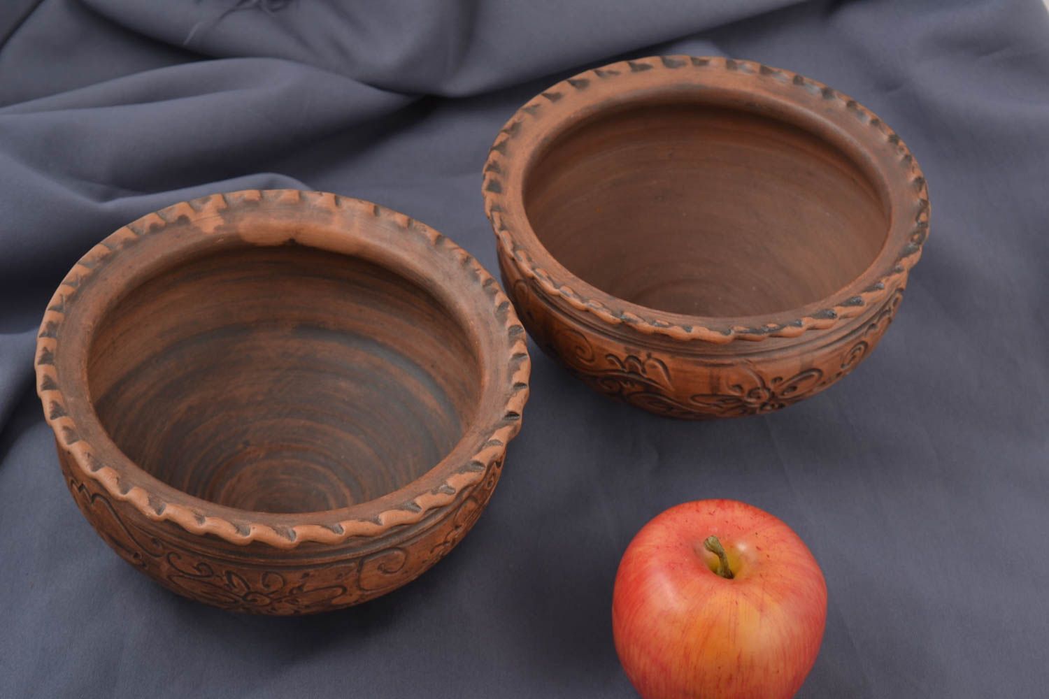 Керамические миски ручной работы глиняные миски 2 штуки глиняная посуда фото 1