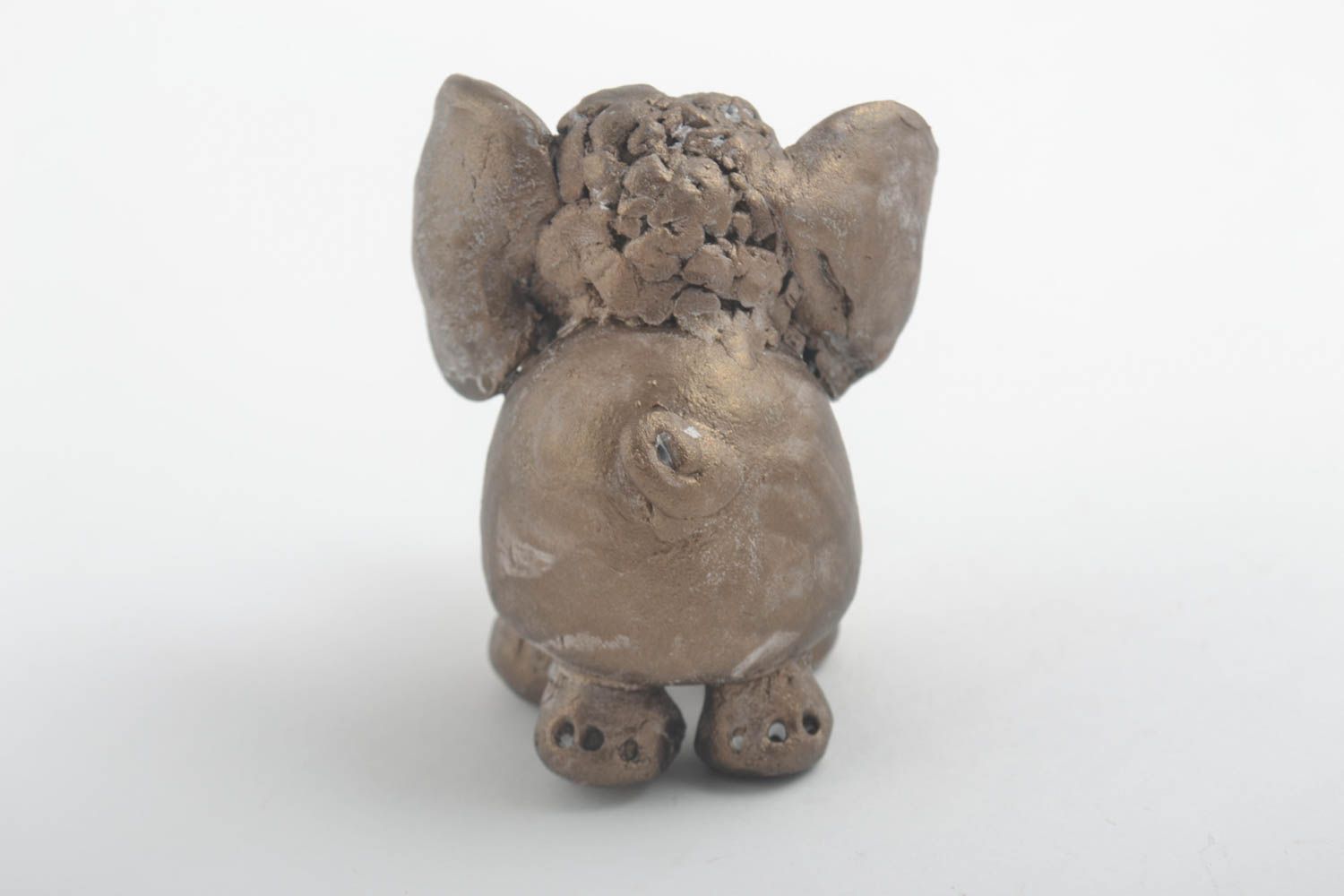 Handmade Deko Figur Elefant aus Ton Haus Dekoration Tier Statuette originell foto 3