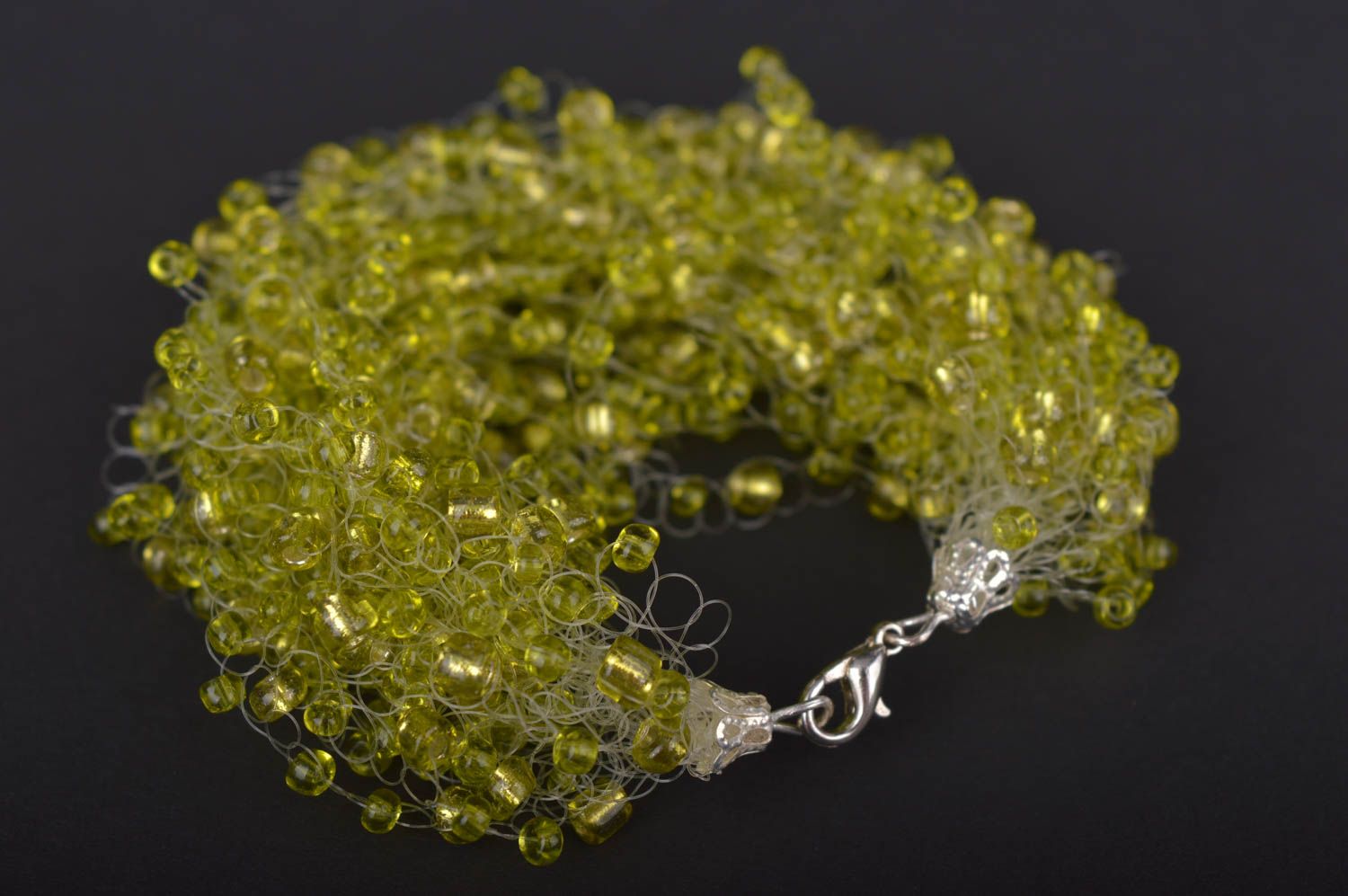 Bracelet perles de rocaille Accessoire fait main large vert Cadeau pour femme photo 2