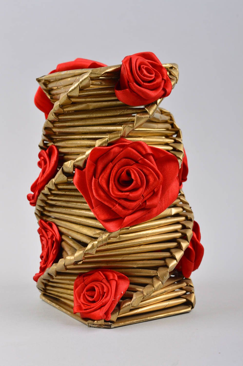 8 inches paper tubes vase with red roses for home décor 0,34 lb photo 3
