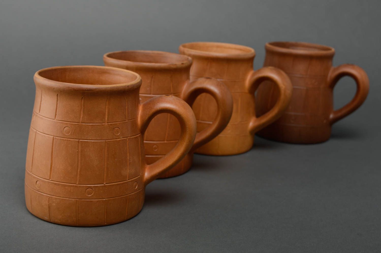 Set of 4 four 40 oz each ceramic mugs kilned with milk photo 3