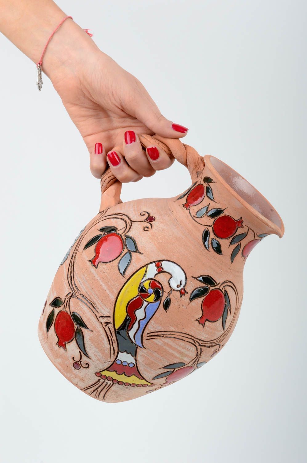Grande cruche faite main Vaisselle céramique peinte de glaçure Cadeau femme photo 3