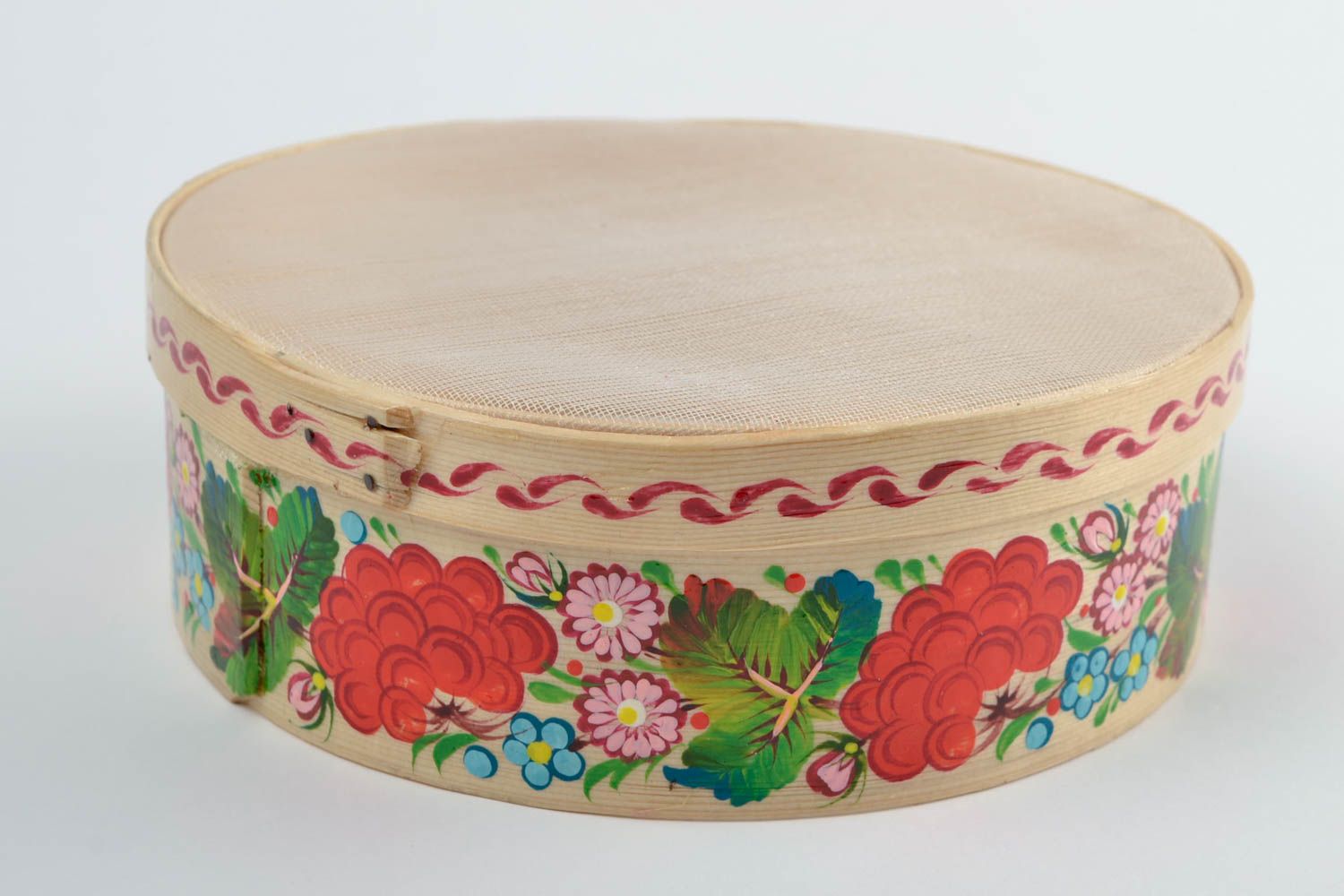Wooden handmade sieve designer Petrykivka painting kitchenware ethnic present photo 5