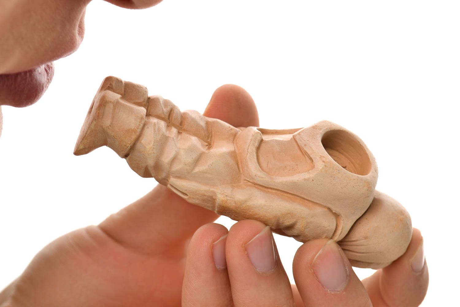 Handgemacht Pfeife zum Rauchen Keramik Handarbeit Geschenk für Männer beige foto 1