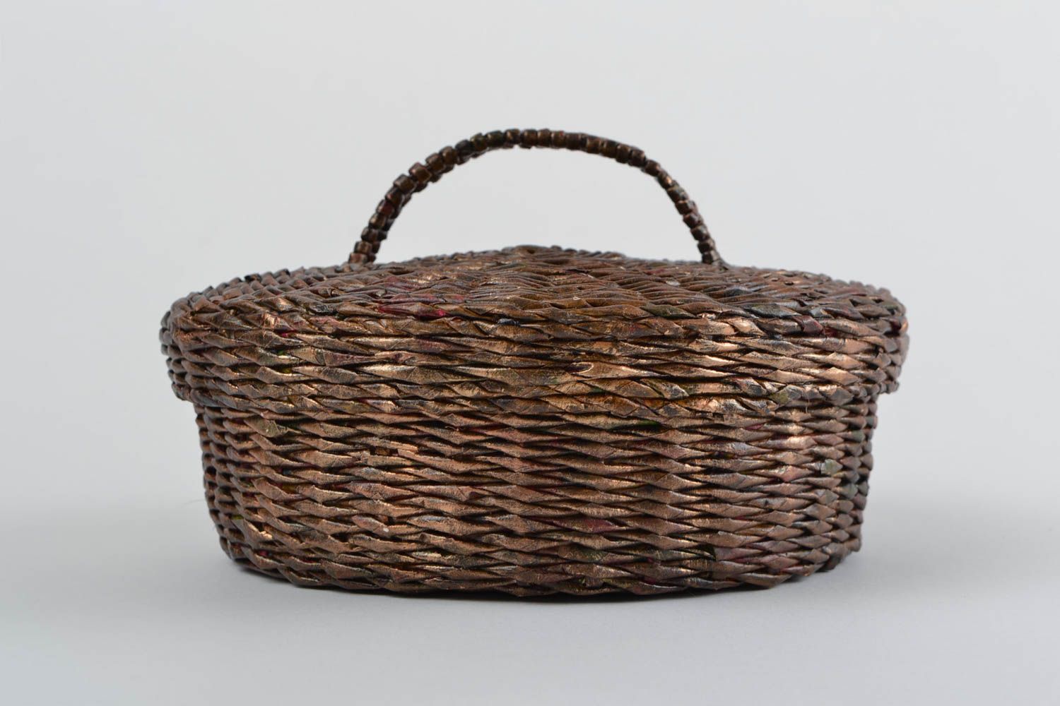 Handmade woven basket unusual present basket stylish decor basket made of paper photo 3