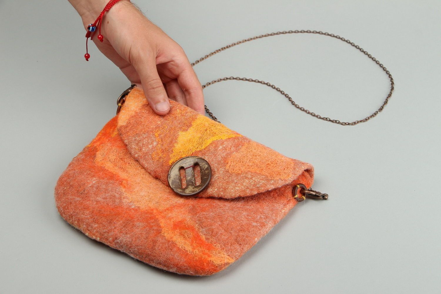 Bag made of felted wool Tangerine photo 4