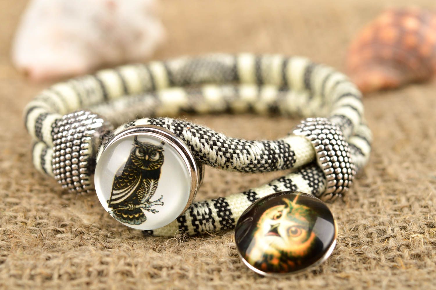 Fabric bracelet handmade textile accessory for women stylish jewelry for girls photo 1
