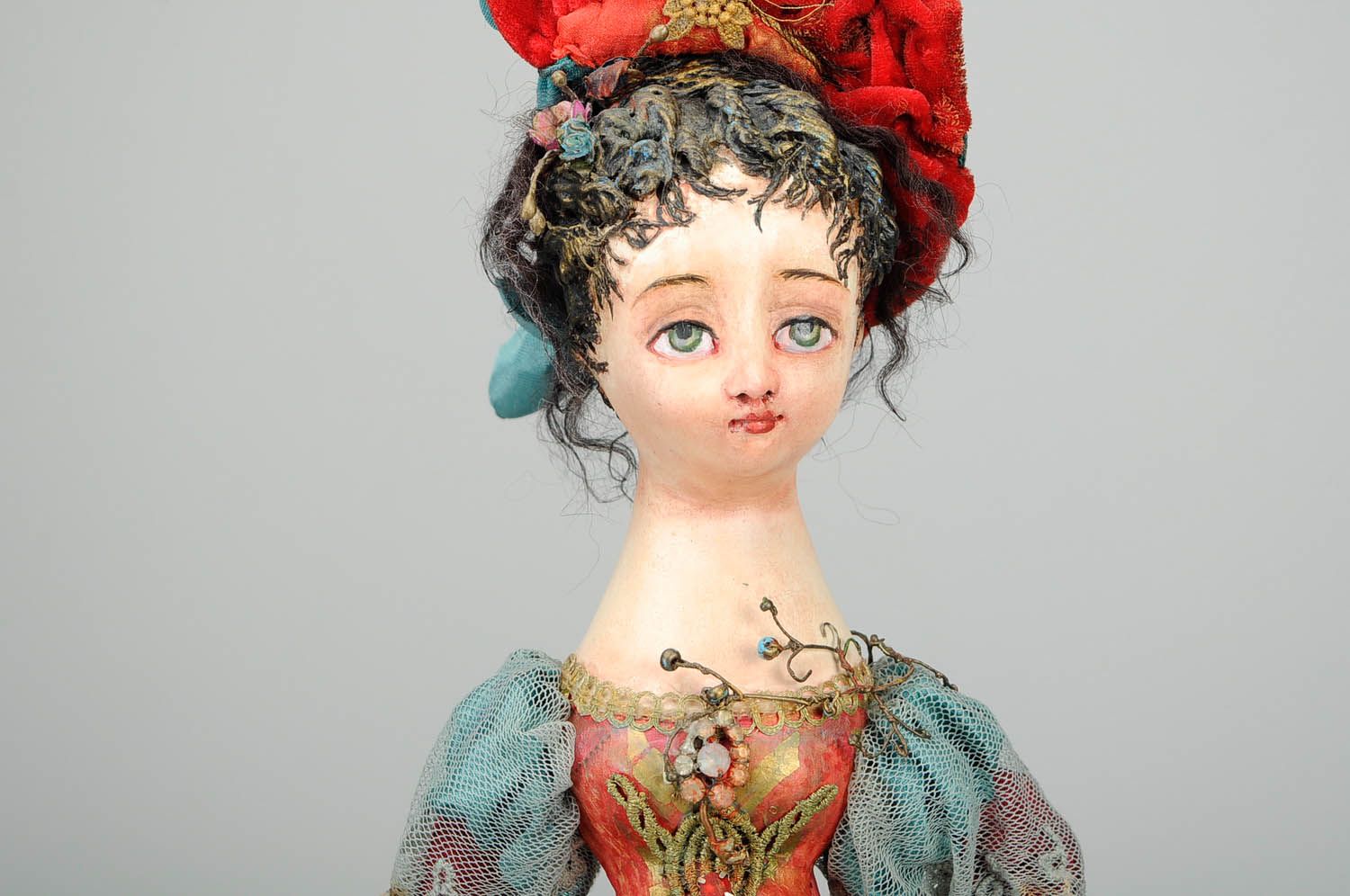 Designer's doll made of natural fabrics Snegirina photo 3