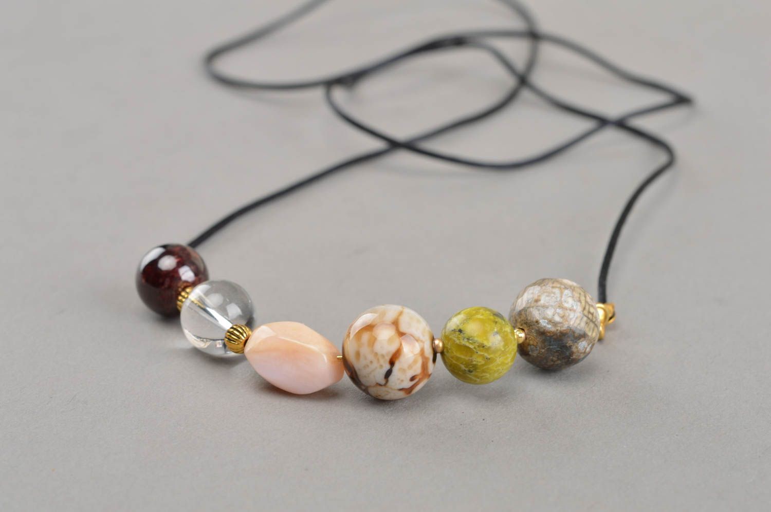 Handmade gemstone necklace stone beaded necklace womens accessories gift idea photo 3