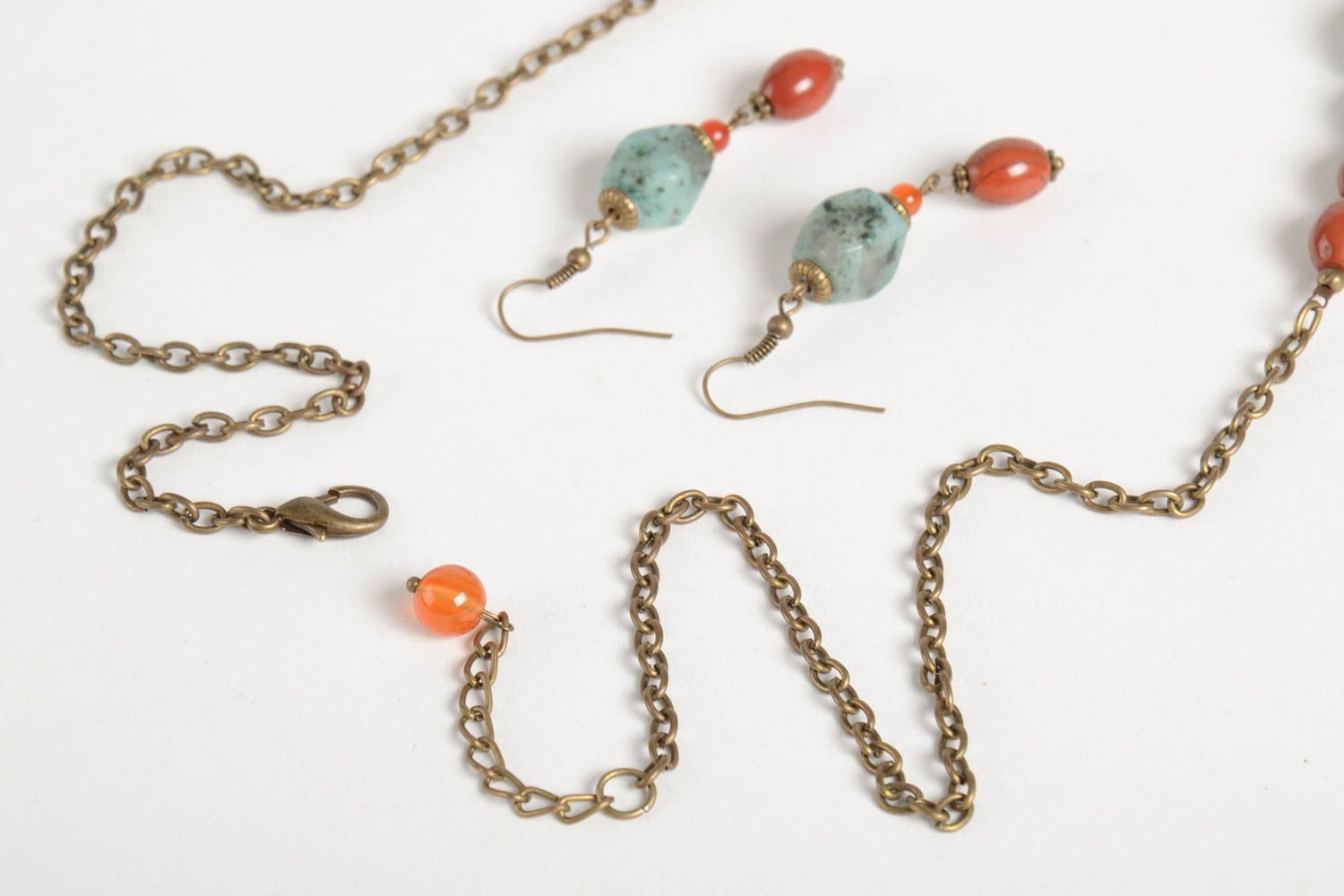 Handmade designer earrings stylish female necklace elegant jewelry set photo 4