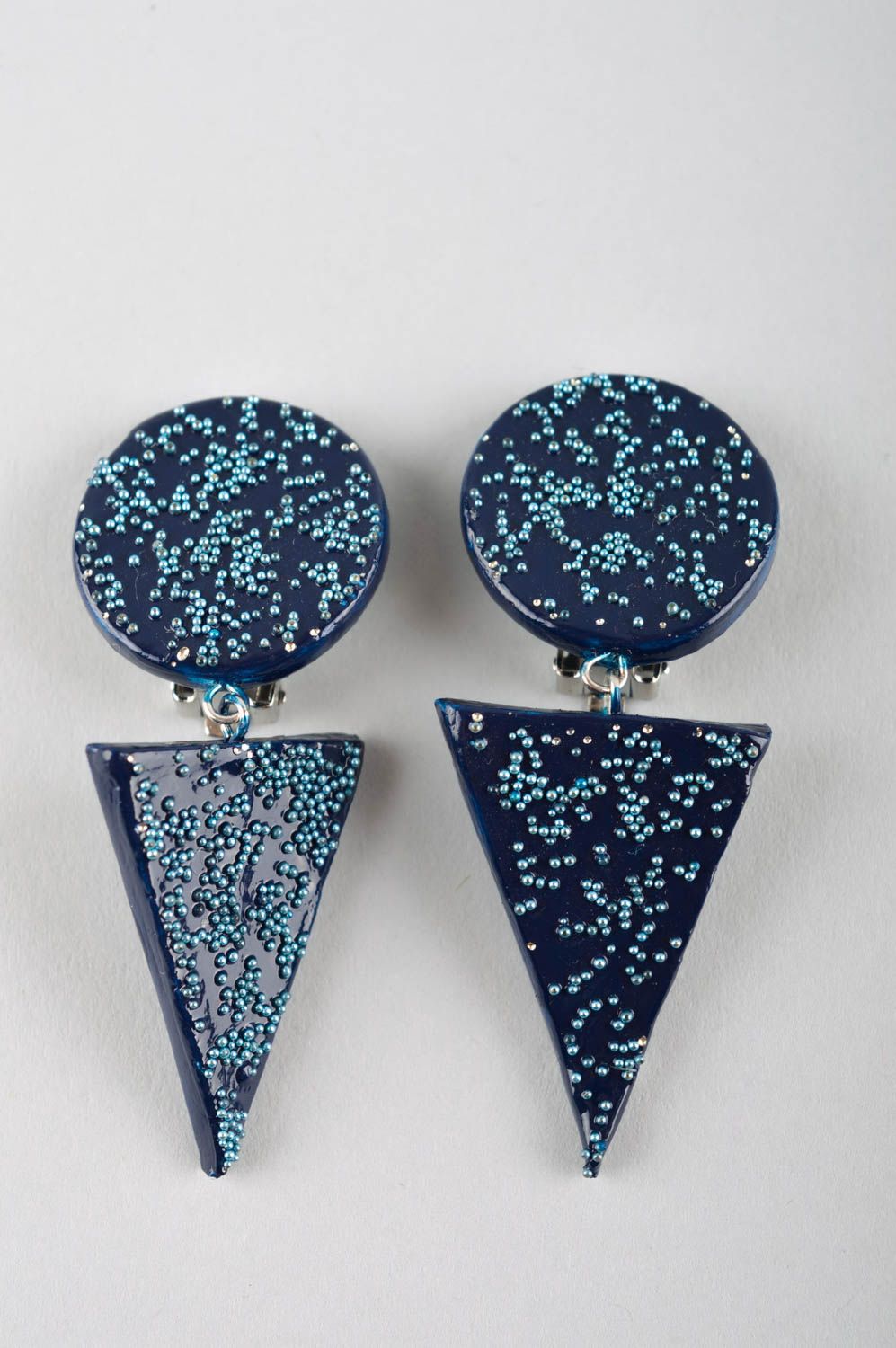 Beautiful handmade clip on earrings cool plastic earrings artisan jewelry photo 3