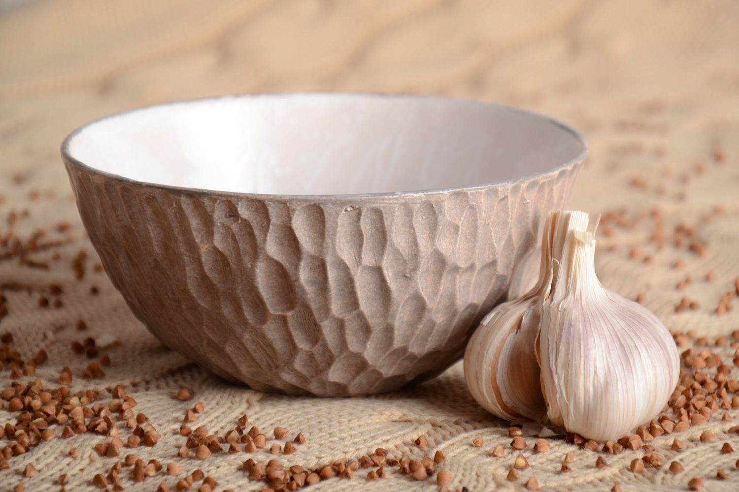 Homemade glazed clay bowl photo 1