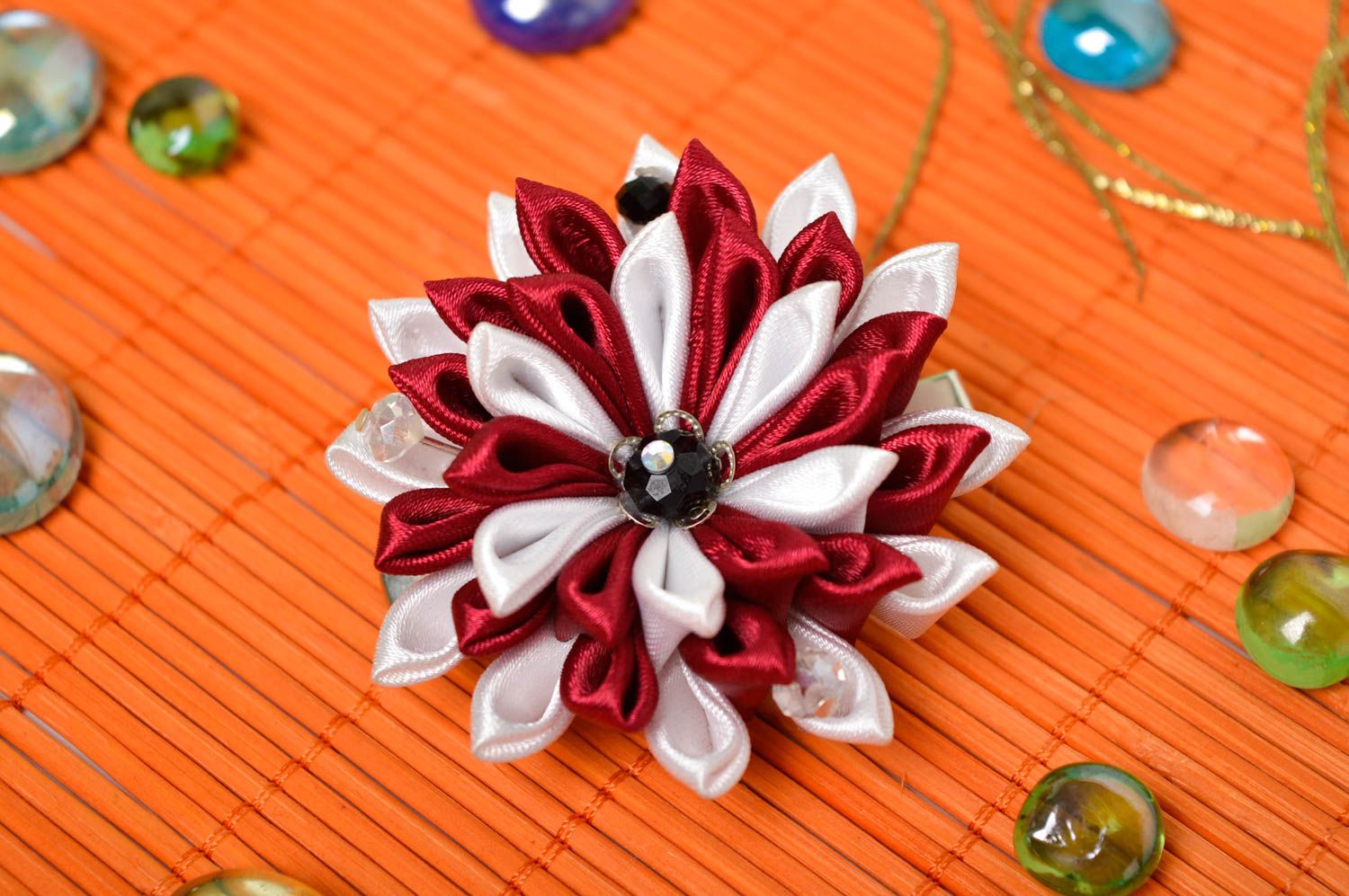 Handmade flower hair clip unusual festive hair accessory designer hair clip photo 1