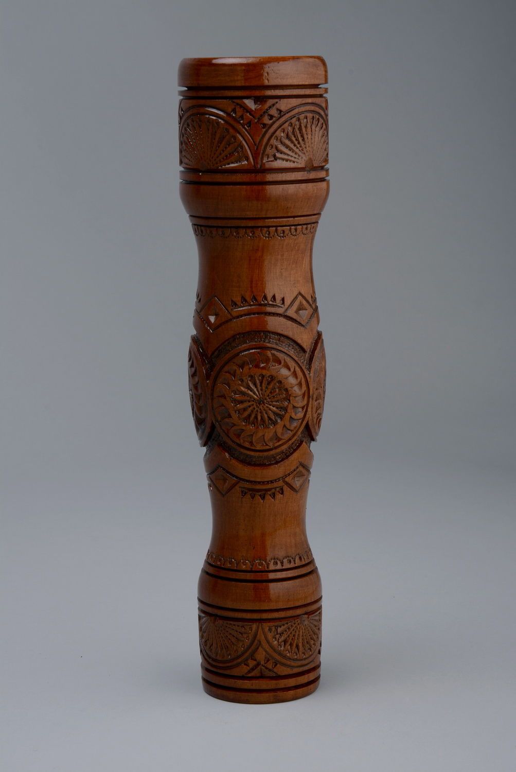 12 inches wooden handmade brown color with hand carvings decorative vase 0,8 lb photo 4