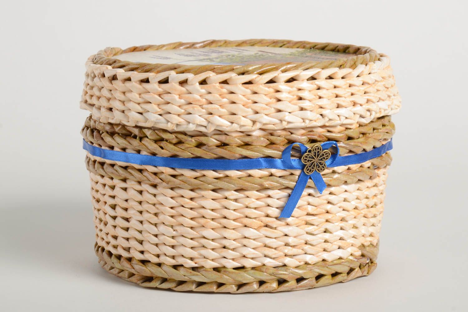 Handmade woven paper basket newspaper craft jewelry box design gift ideas photo 5
