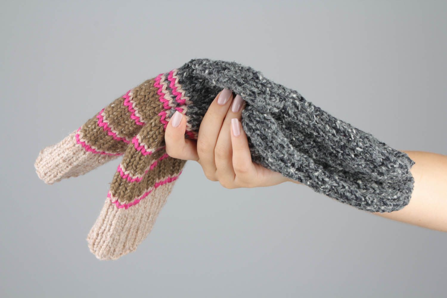 Meias quentes altas tricotadas de lã à mão roupas de mulher artesanais foto 5
