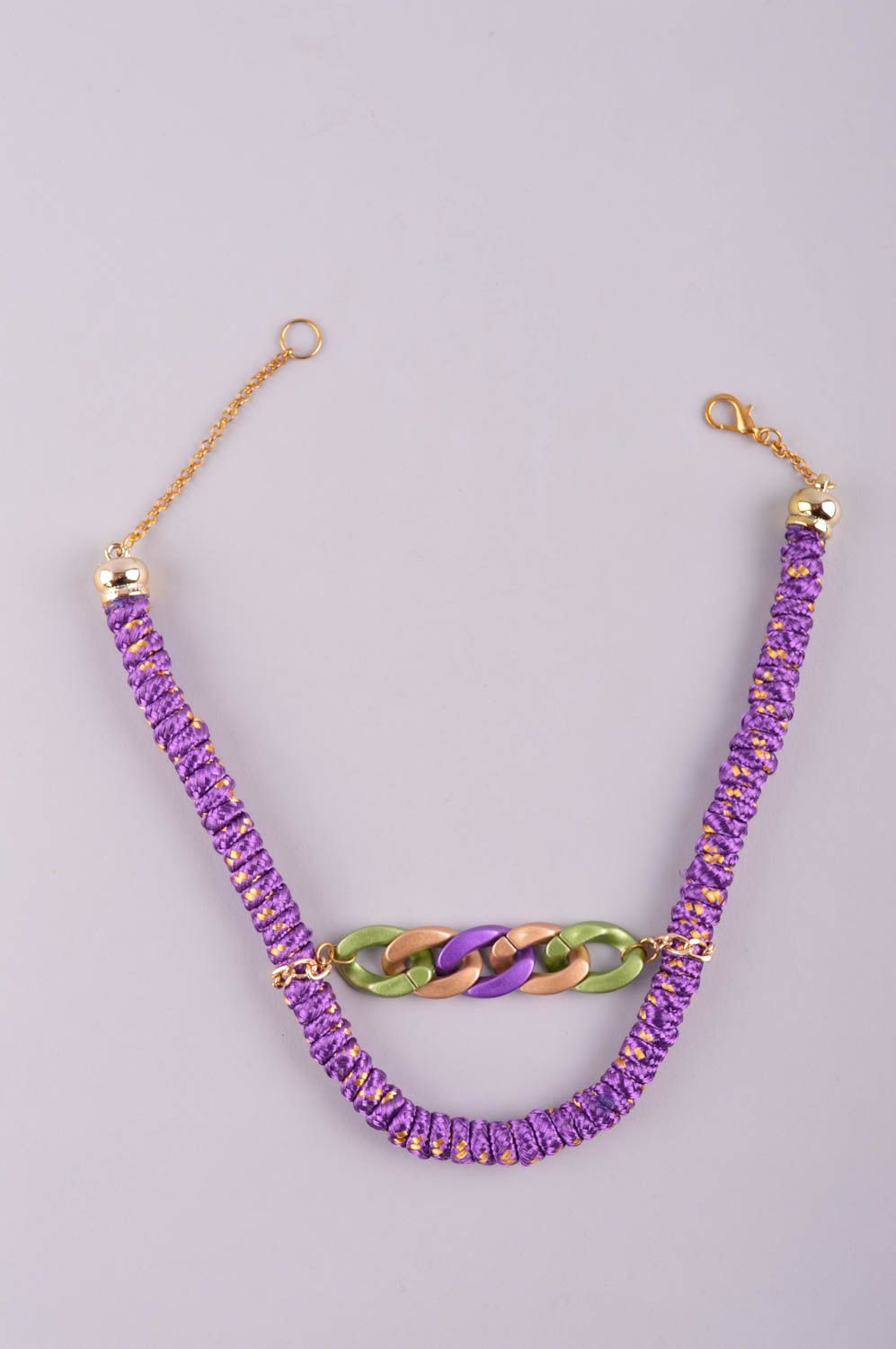 Handmade feminine jewelry massive designer necklace textile cute necklace photo 5