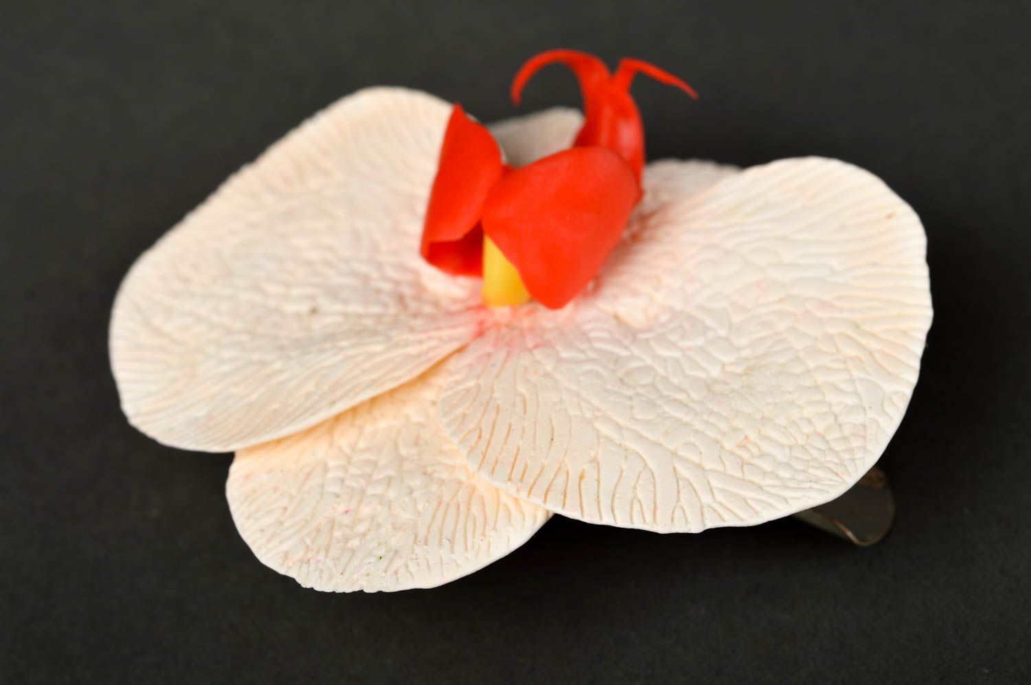 Handmade barrette orchid flower hair clip delicate barrette hair accessory photo 4