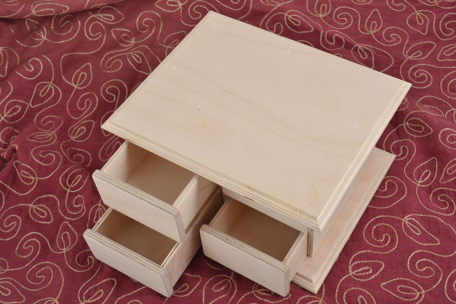 Unusual handmade wooden blank box dresser art supplies wooden craft gift ideas photo 1